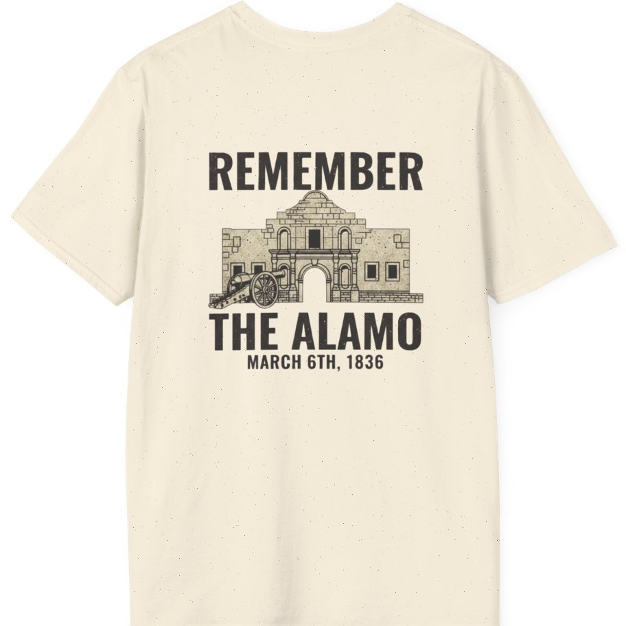 Remember the Alamo March 6th Back Print T-Shirt - Natural back