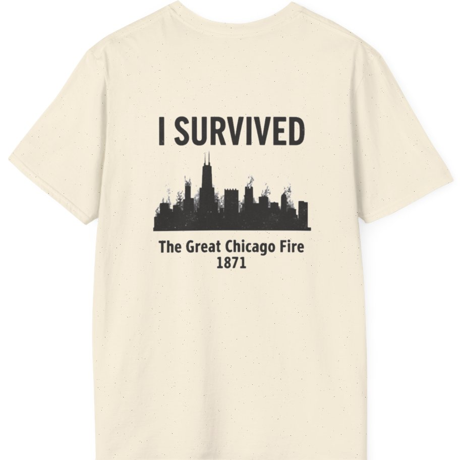 I Survived The Great Chicago Back Print T-Shirt - Natural back