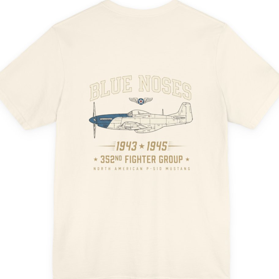 Blue Nosed Fighter Group Back Print Premium Tee - Natural back