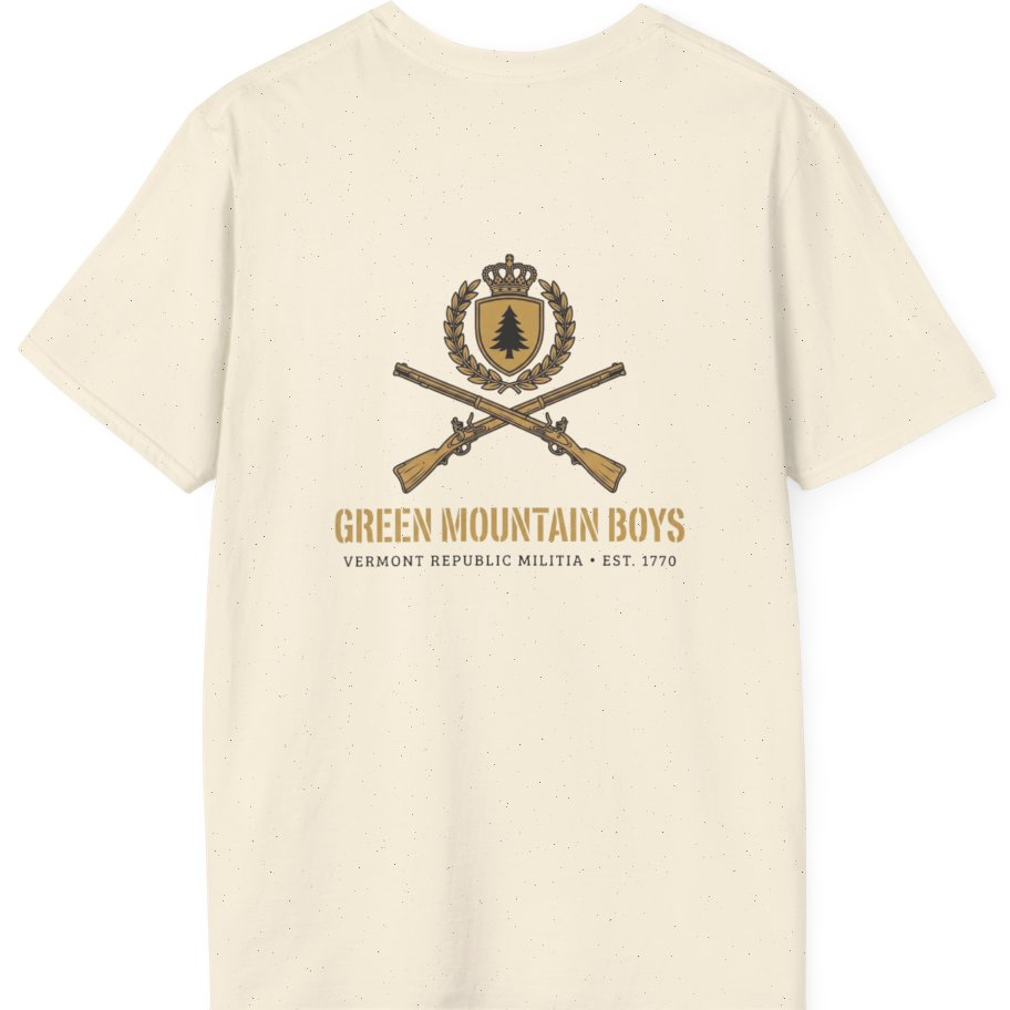 Green Mountain Boys Crest Back Print T-Shirt - Natural back