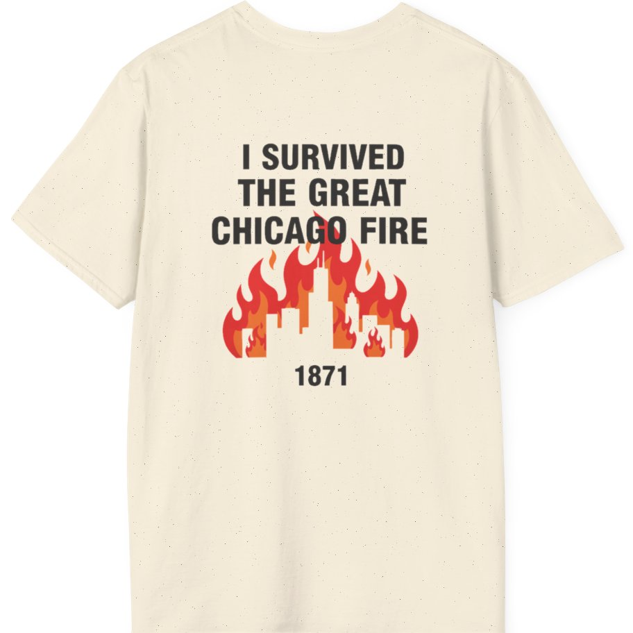 Great Chicago Fire Classic Back Print T-Shirt - Natural back
