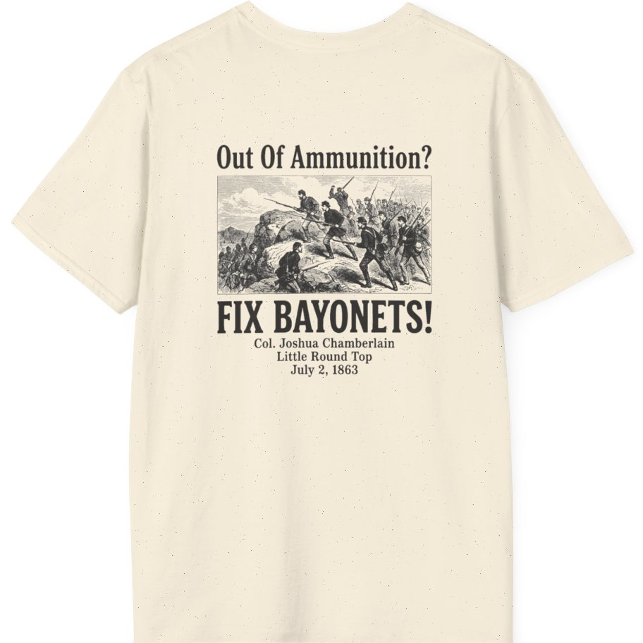 Out of Ammunition Fix Bayonets Back Print T-Shirt - Natural back