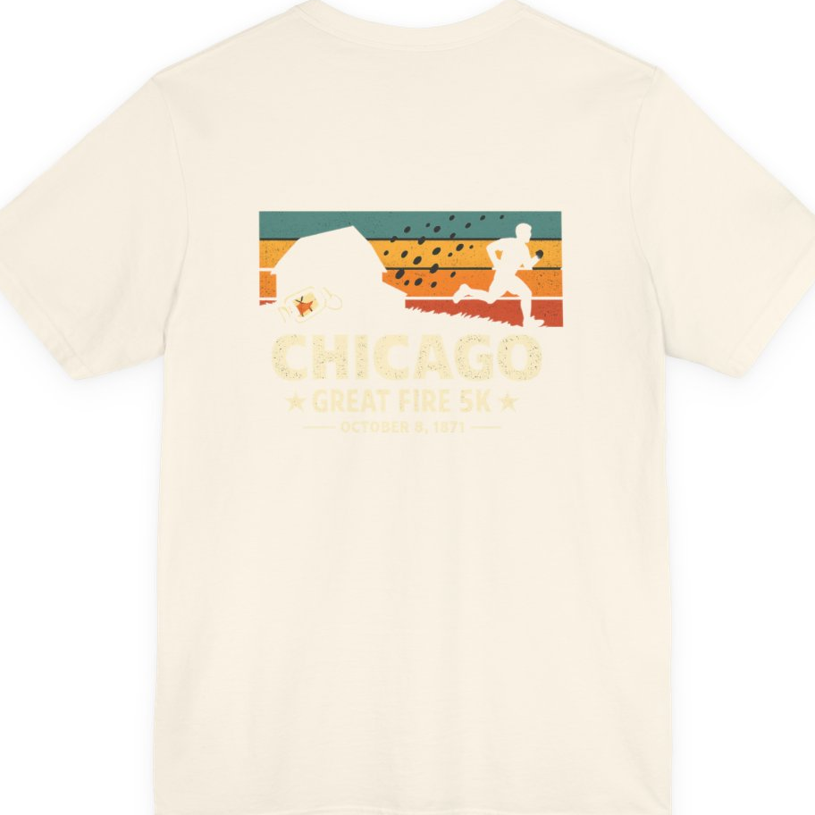 Chicago Great Fire 5K Retro Back Print Premium Tee - Natural back