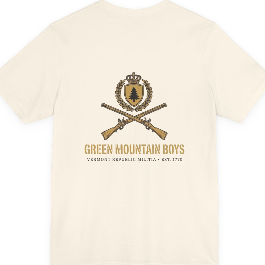 Green Mountain Boys Crest Back Print Premium Tee - Natural back