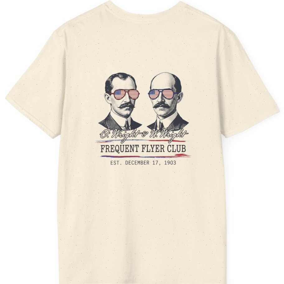 Wright Brothers Frequent Flyer Back Print T-Shirt - Natural back