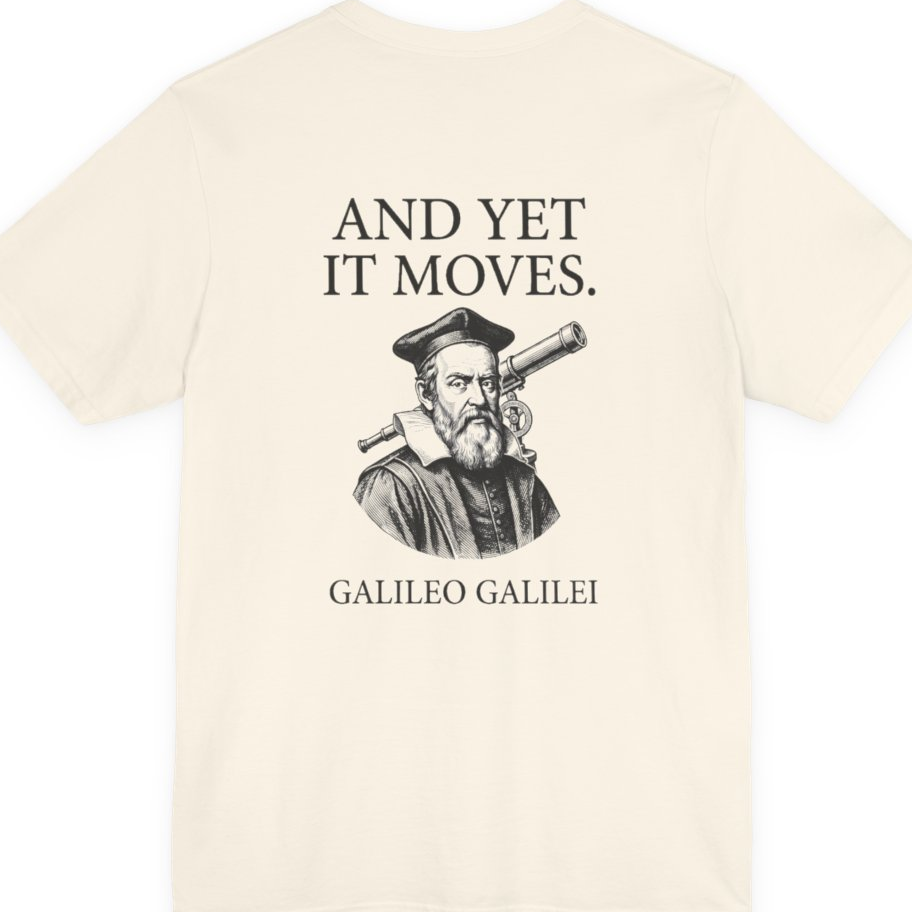 Galileo And Yet It Moves Back Print Premium Tee - Natural back