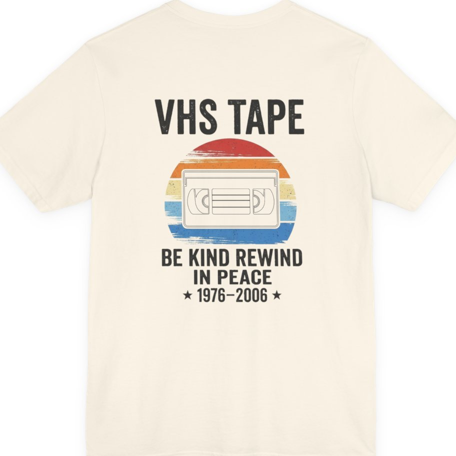 Vhs Tape Memorial Back Print Premium Tee - Natural back