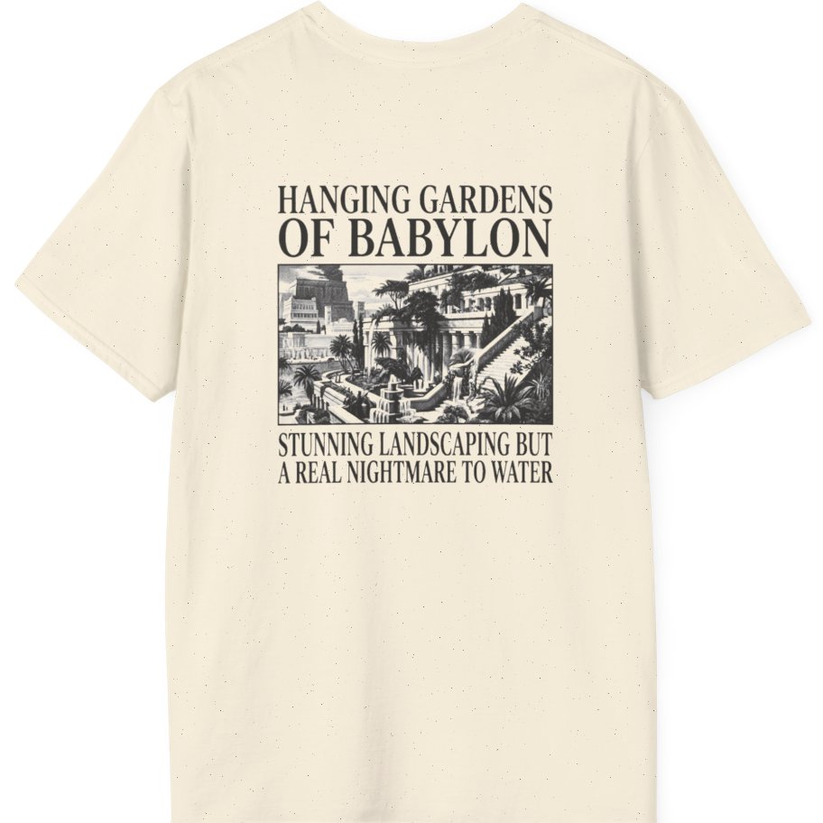 Hanging Gardens Landscaping Back Print T-Shirt - Natural back