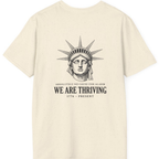 Lady Liberty We Are Thriving Back Print T-Shirt - Natural back