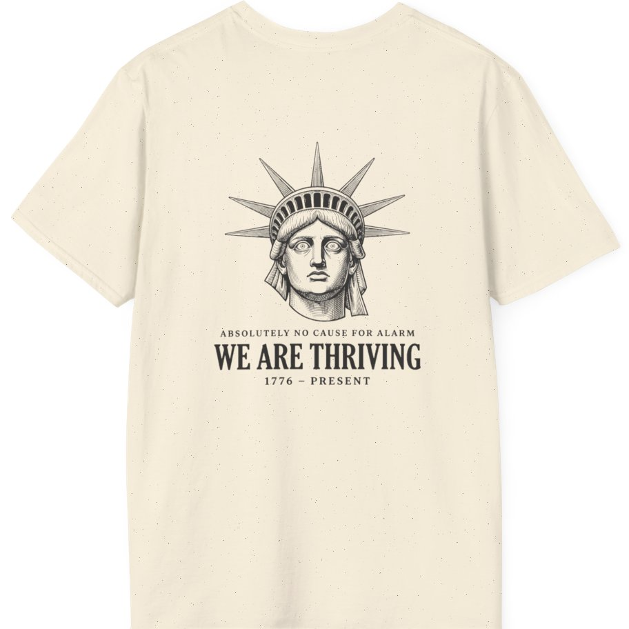 Lady Liberty We Are Thriving Back Print T-Shirt - Natural back