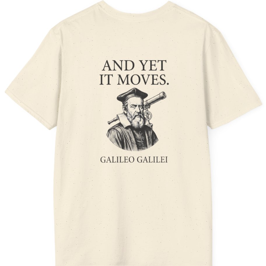Galileo And Yet It Moves Back Print T-Shirt - Natural back