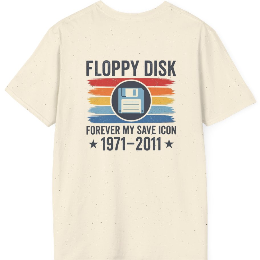 Floppy Disk Memorial Back Print T-Shirt - Natural back