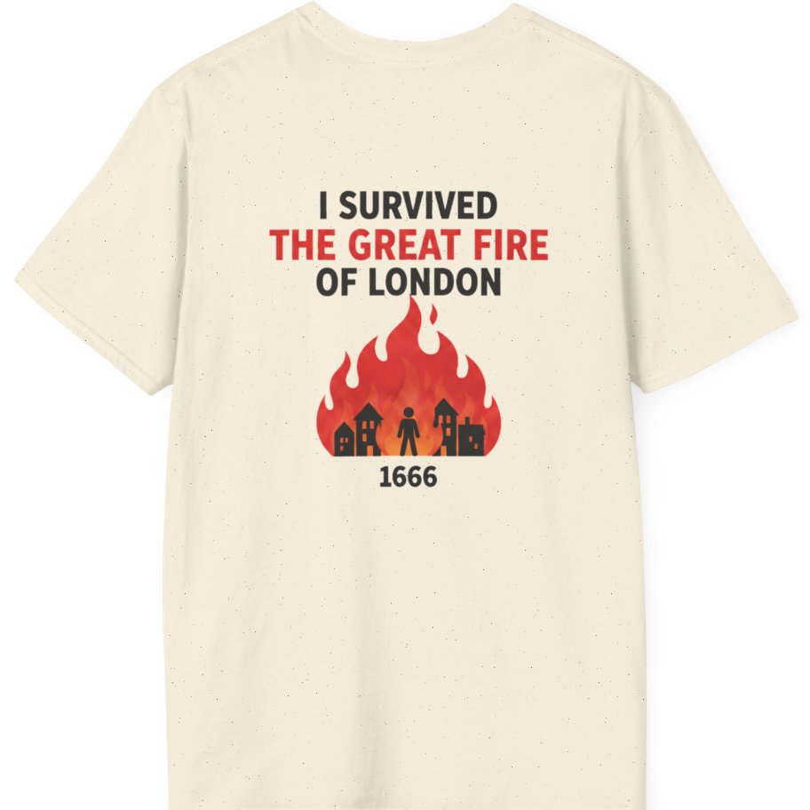 I Survived The Great Fire Back Print T-Shirt - Natural back