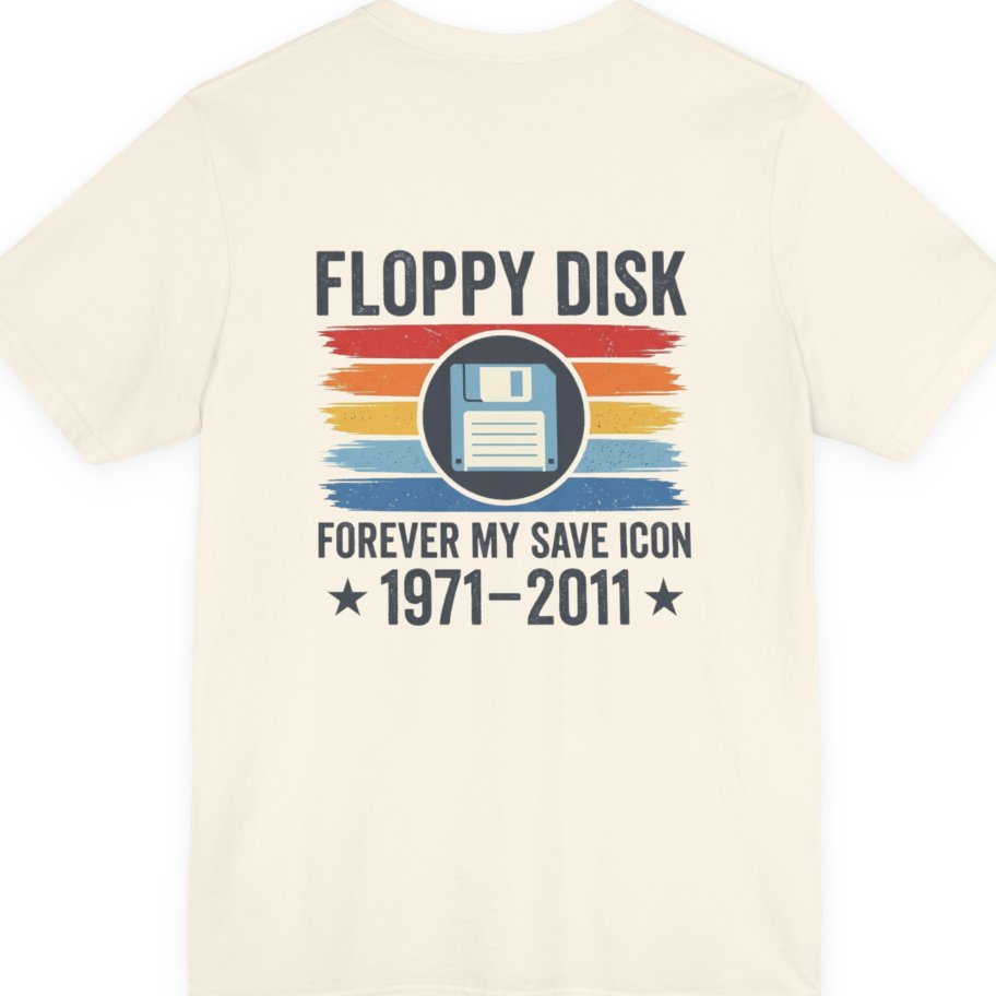 Floppy Disk Memorial Back Print Premium Tee - Natural back