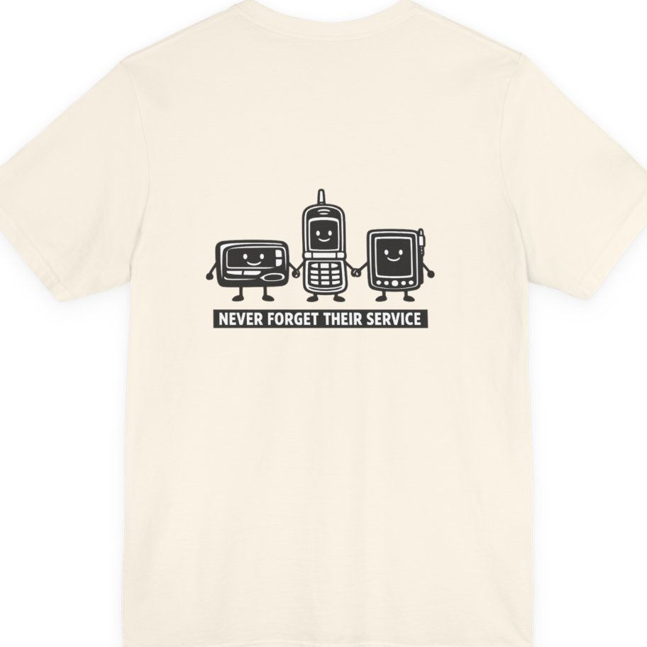 Never Forget Their Service Obsolete Back Print Premium Tee - Natural back