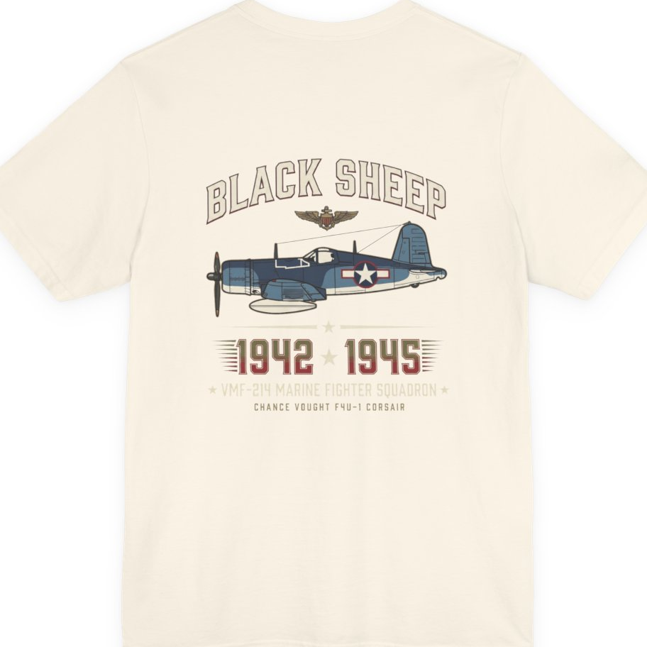 Black Sheep Squadron Crest Back Print Premium Tee - Natural back