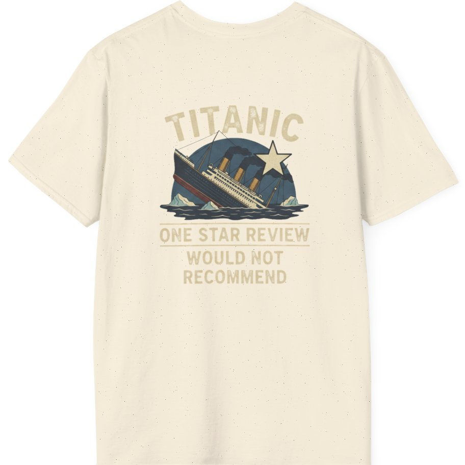 Titanic One Star Review Back Print T-Shirt - Natural back