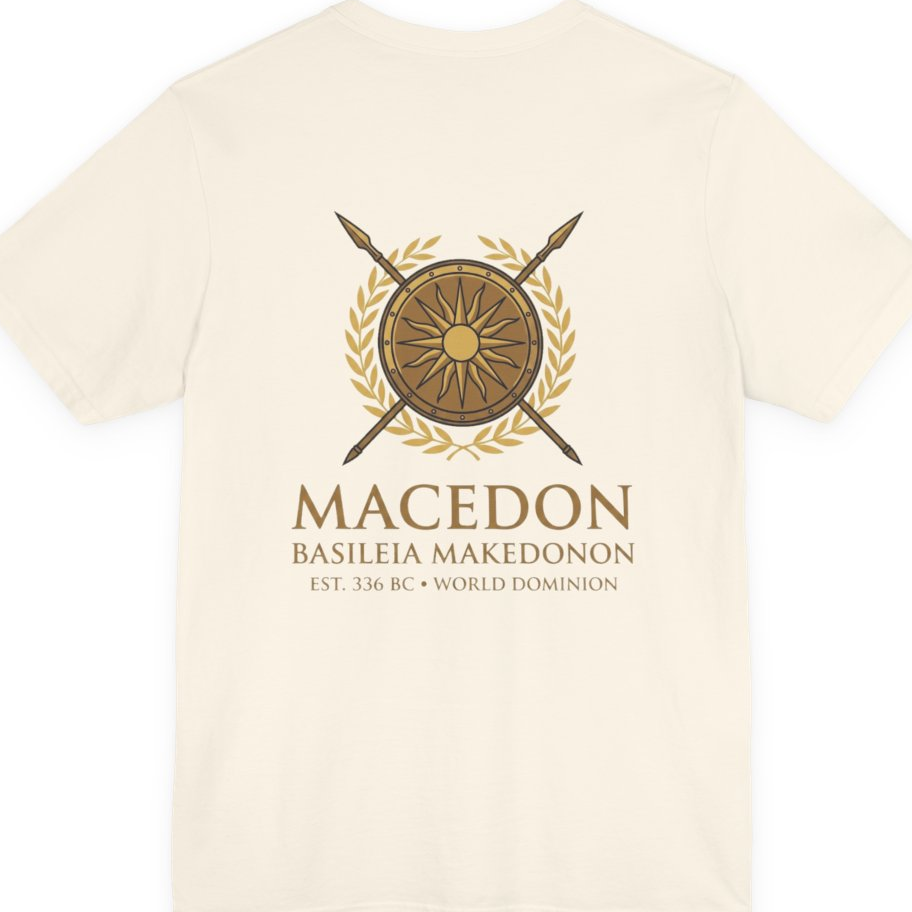 Macedonian Empire Crest Back Print Premium Tee - Natural back