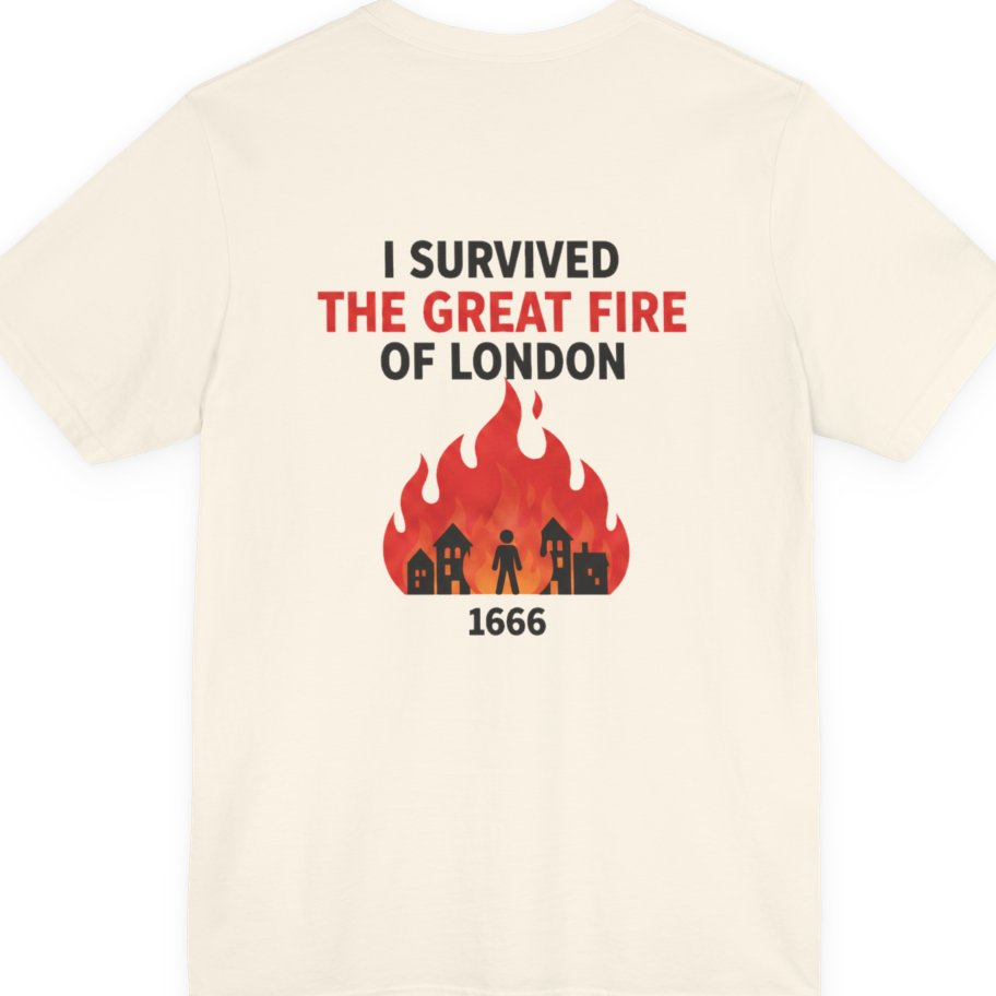 I Survived The Great Fire Back Print Premium Tee - Natural back