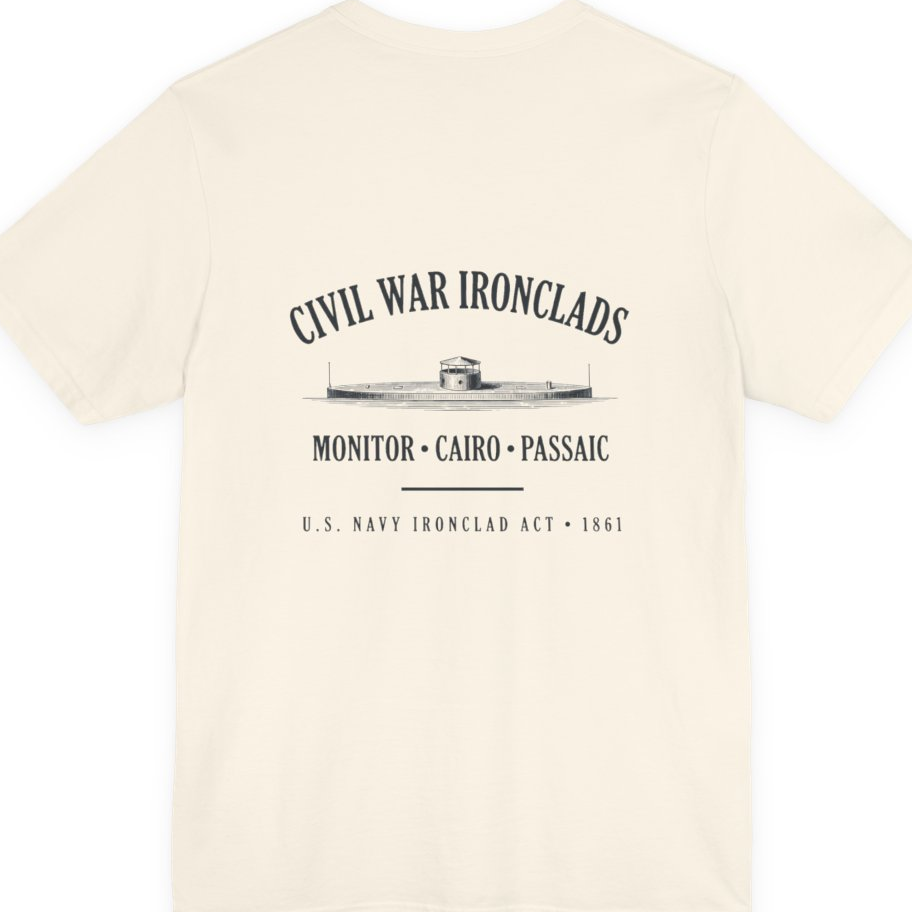 Civil War River Ironclads Back Print Premium Tee - Natural back