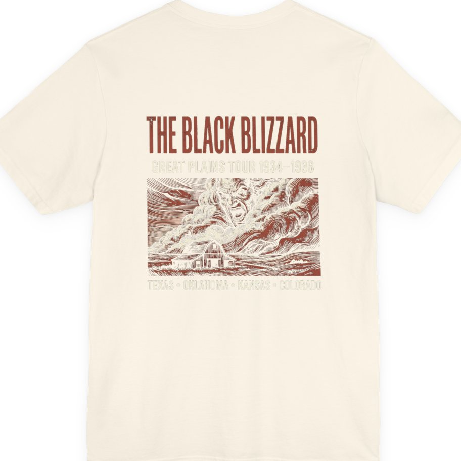 Black Blizzard Dust Tour Back Print Premium Tee - Natural back
