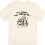 Trojan Horse Deadpan Satire Back Print Premium Tee - Natural back