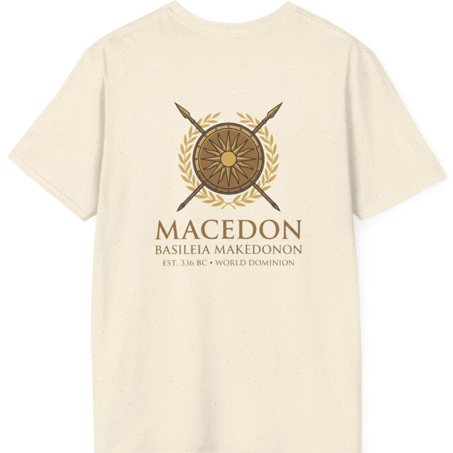 Macedonian Empire Crest Back Print T-Shirt - Natural back