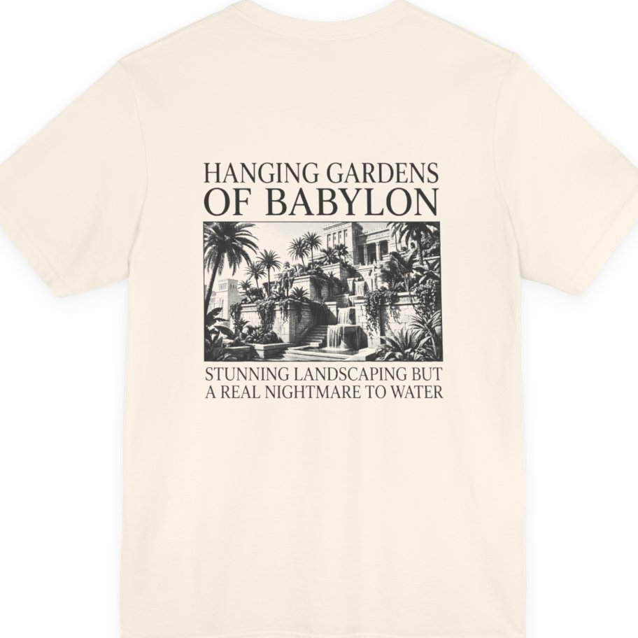 Hanging Gardens Landscaping Back Print Premium Tee - Natural back