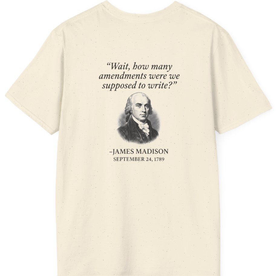 Madison Bill of Rights Deadline Back Print T-Shirt - Natural back