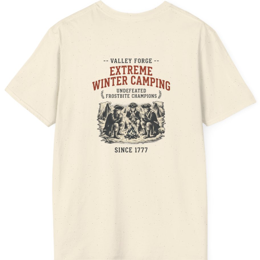 Valley Forge Winter Camping Back Print T-Shirt - Natural back
