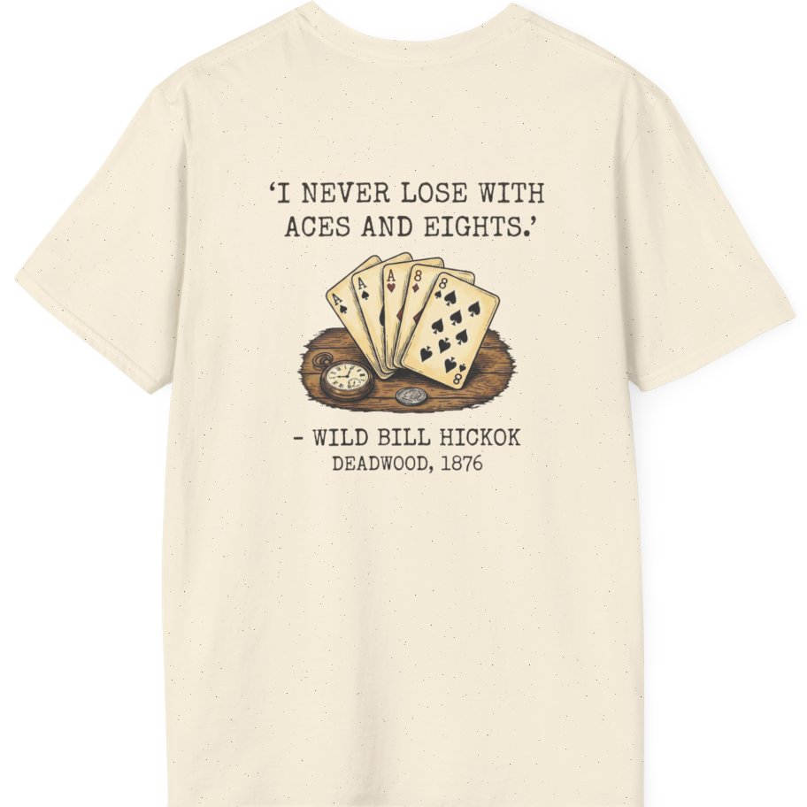 Dead Mans Hand Poker Back Print T-Shirt - Natural back