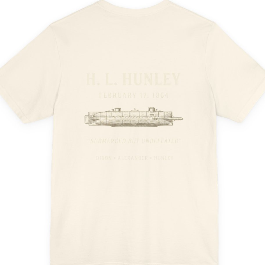 Css Hunley Submarine Memorial Back Print Premium Tee - Natural back
