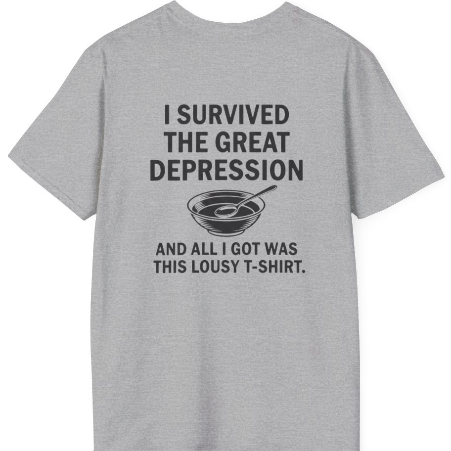 Great Depression Back Print T-Shirt - Sport Grey back