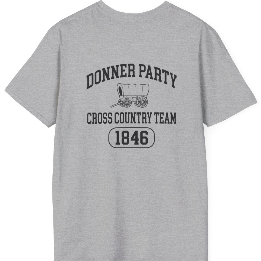 Donner Party Cross Country Team Back Print T-Shirt - Sport Grey back
