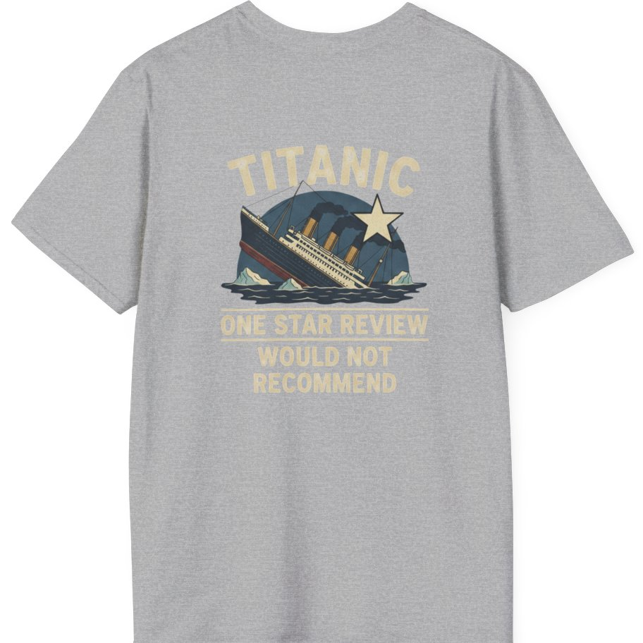 Titanic One Star Review Back Print T-Shirt - Sport Grey back