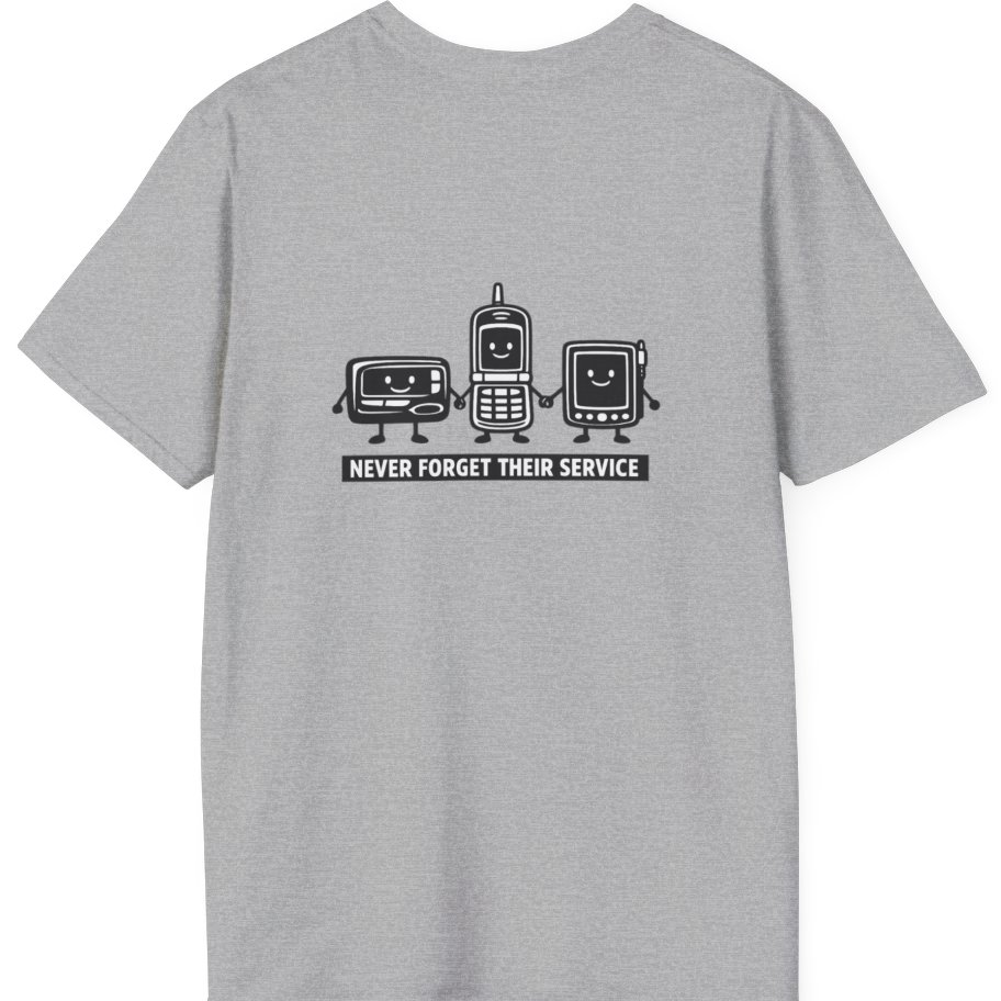 Never Forget Their Service Obsolete Back Print T-Shirt - Sport Grey back