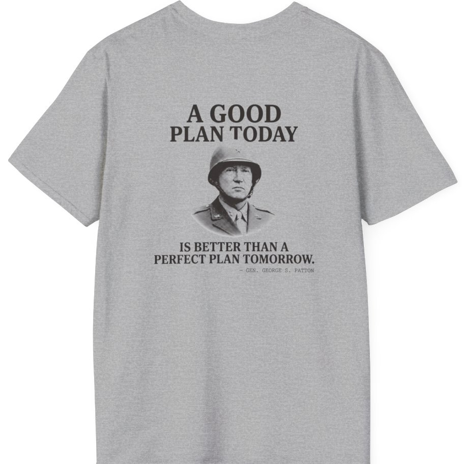 Patton Good Plan Back Print T-Shirt - Sport Grey back