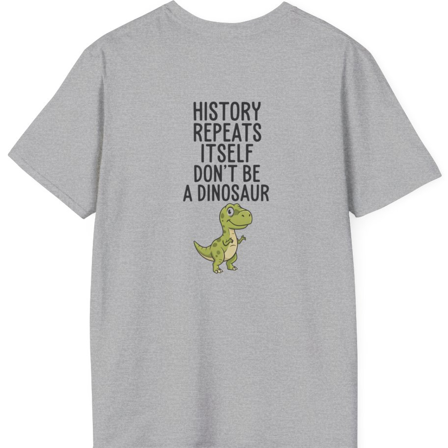 History Repeats Itself Back Print T-Shirt - Sport Grey back