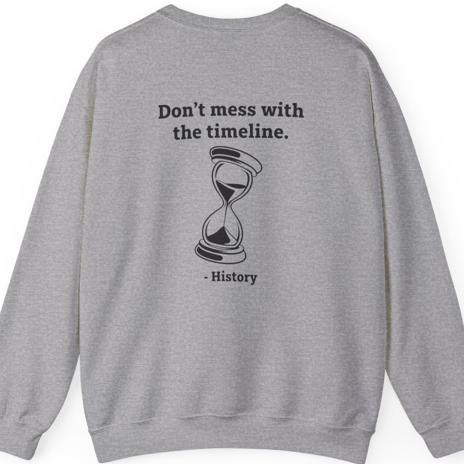 Time Travel Paradox Back Print Sweatshirt - Sport Grey back