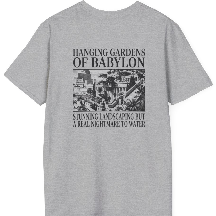 Hanging Gardens Landscaping Back Print T-Shirt - Sport Grey back