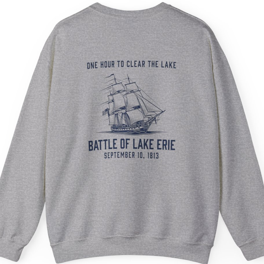 Battle of Lake Erie Back Print Sweatshirt - Sport Grey back