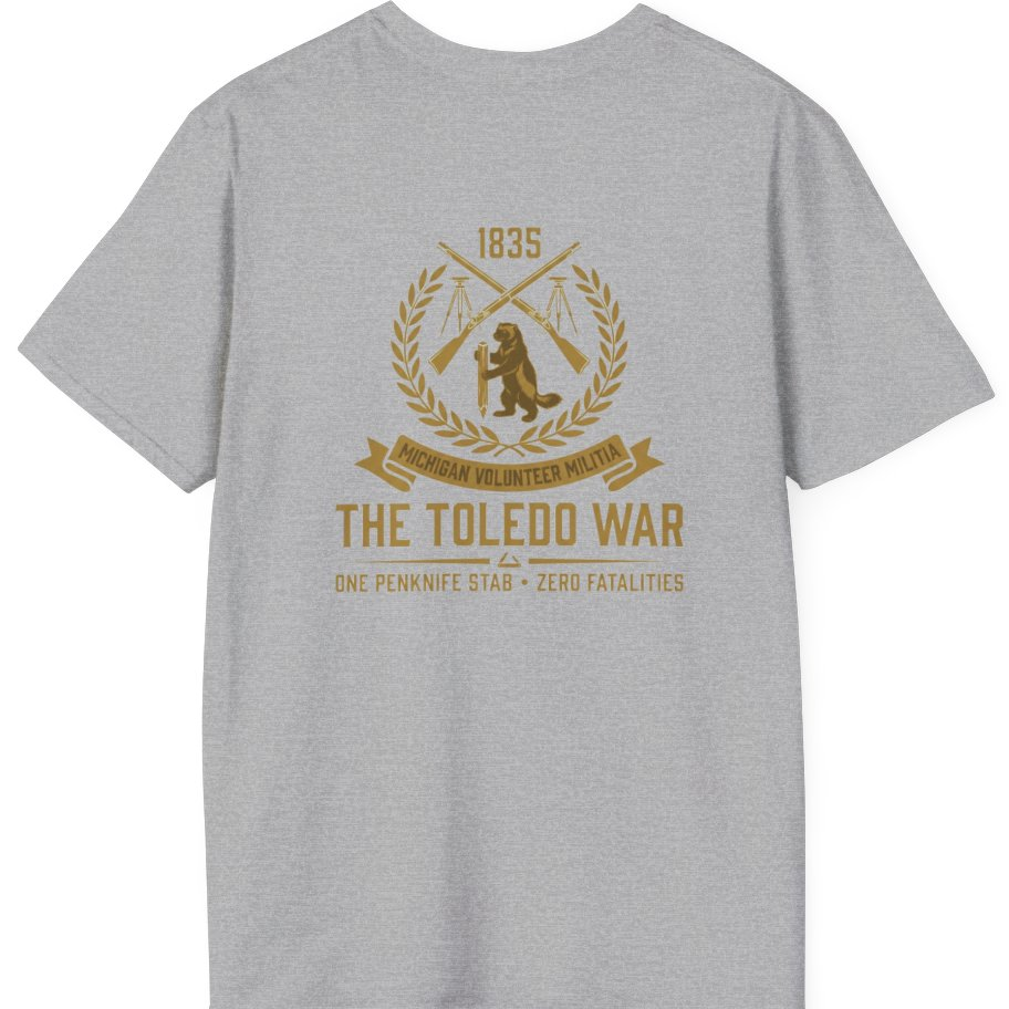 The Toledo War Michigan Volunteer Back Print T-Shirt - Sport Grey back