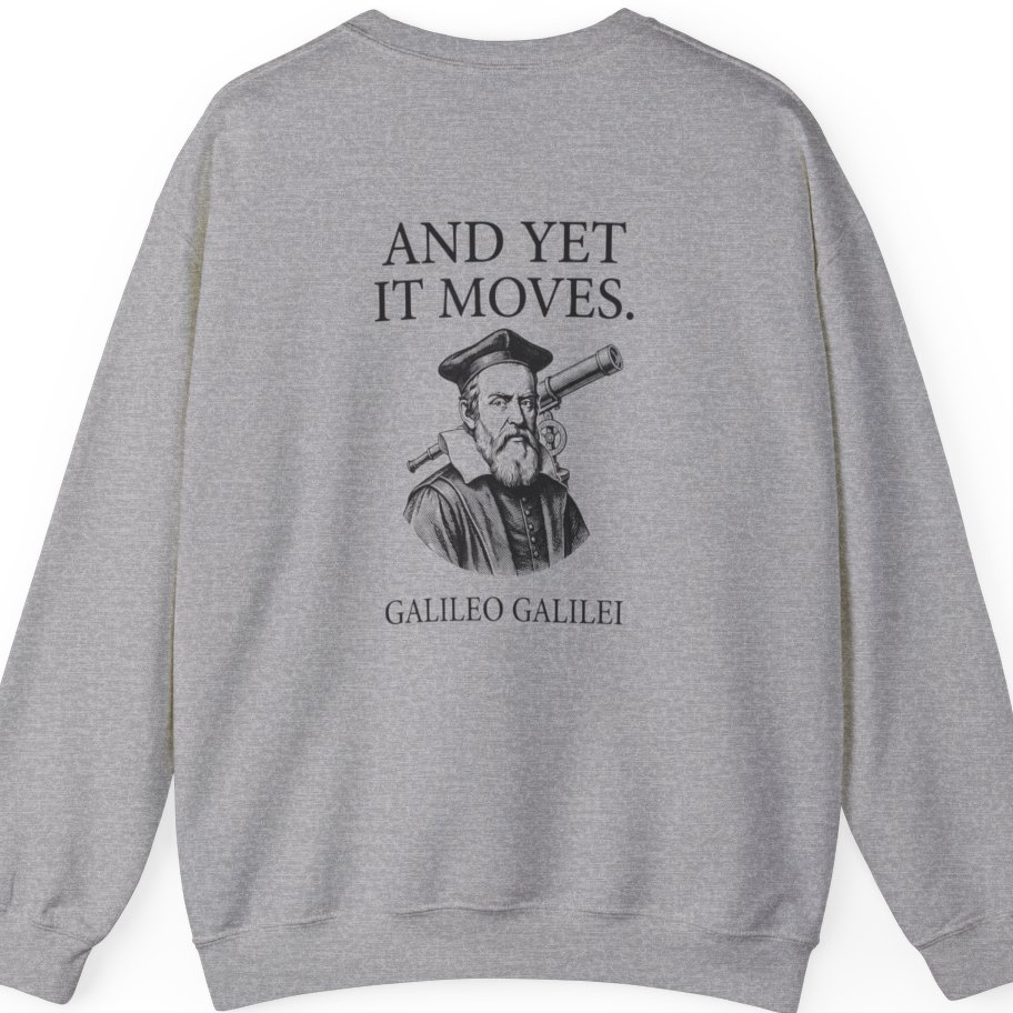 Galileo And Yet It Moves Back Print Sweatshirt - Sport Grey back