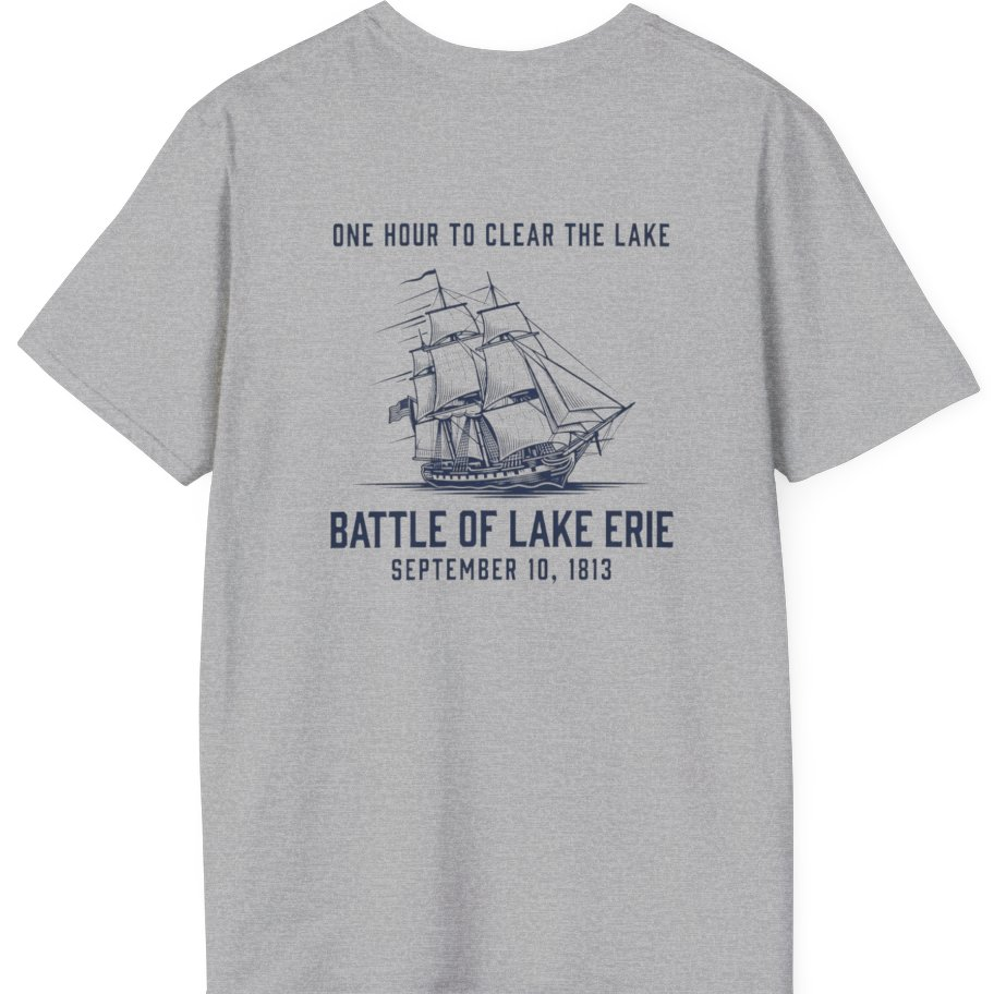 Battle of Lake Erie Back Print T-Shirt - Sport Grey back
