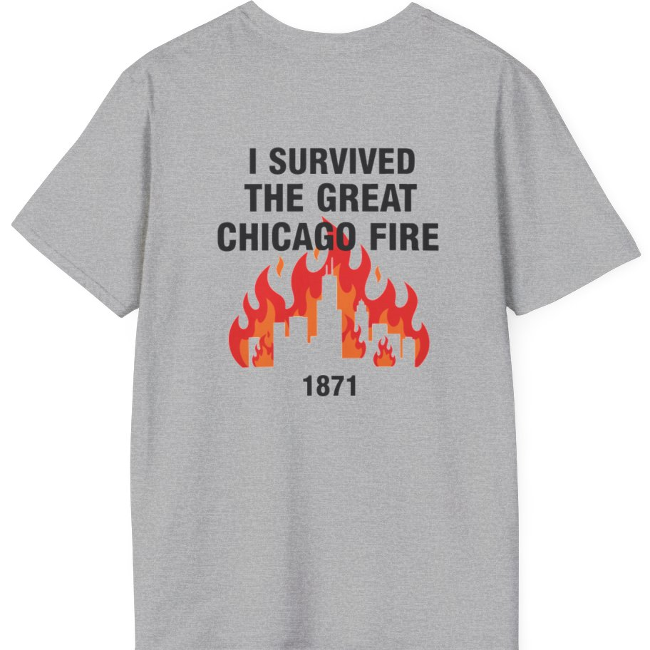 Great Chicago Fire Classic Back Print T-Shirt - Sport Grey back