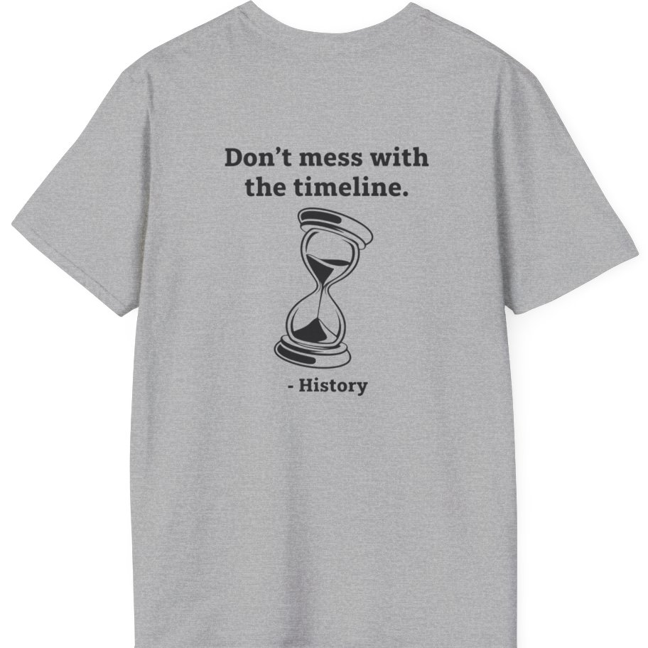 Time Travel Paradox Back Print T-Shirt - Sport Grey back