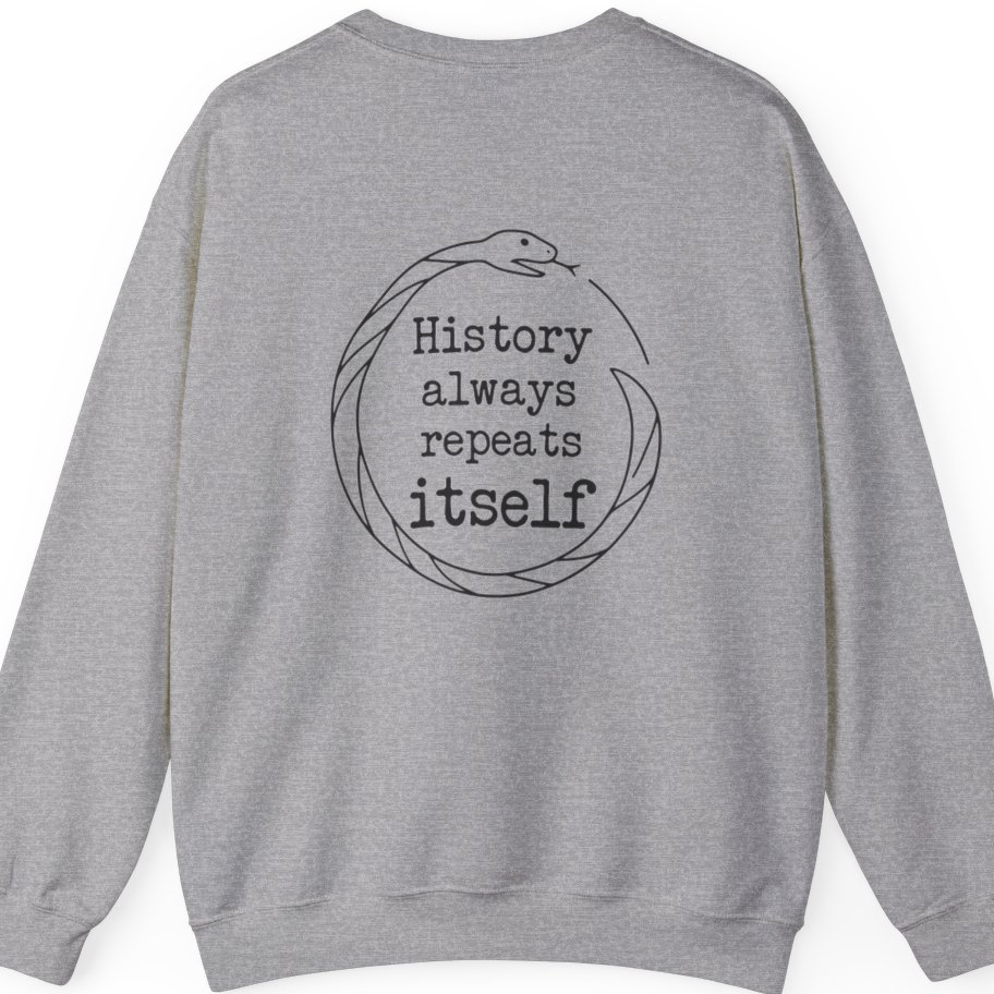 History Always Repeats Back Print Sweatshirt - Sport Grey back