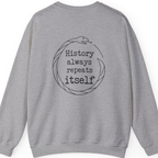 History Always Repeats Back Print Sweatshirt - Sport Grey back