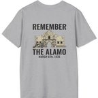 Remember the Alamo March 6th Back Print T-Shirt - Sport Grey back