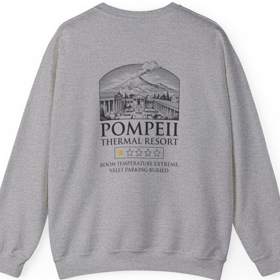 Pompeii Thermal Resort Back Print Sweatshirt - Sport Grey back